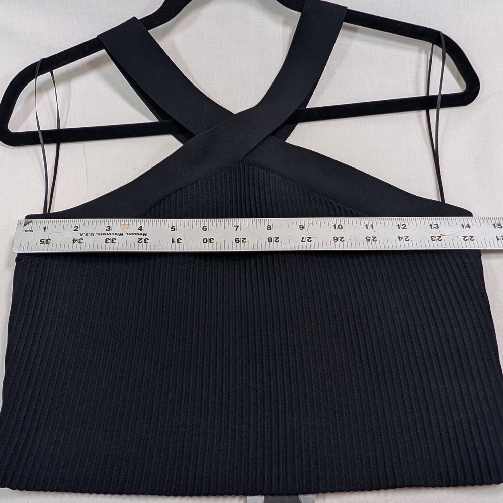 Sincerely‎ Jules Womens Ribbed Criss Cross Halter Top L Black - Picture 4 of 5